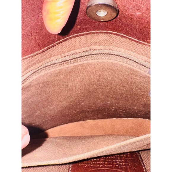 Vintage Brighton Brown Leather Croc Embossed Tote Bag Heart Charm Classic City - Picture 7 of 13